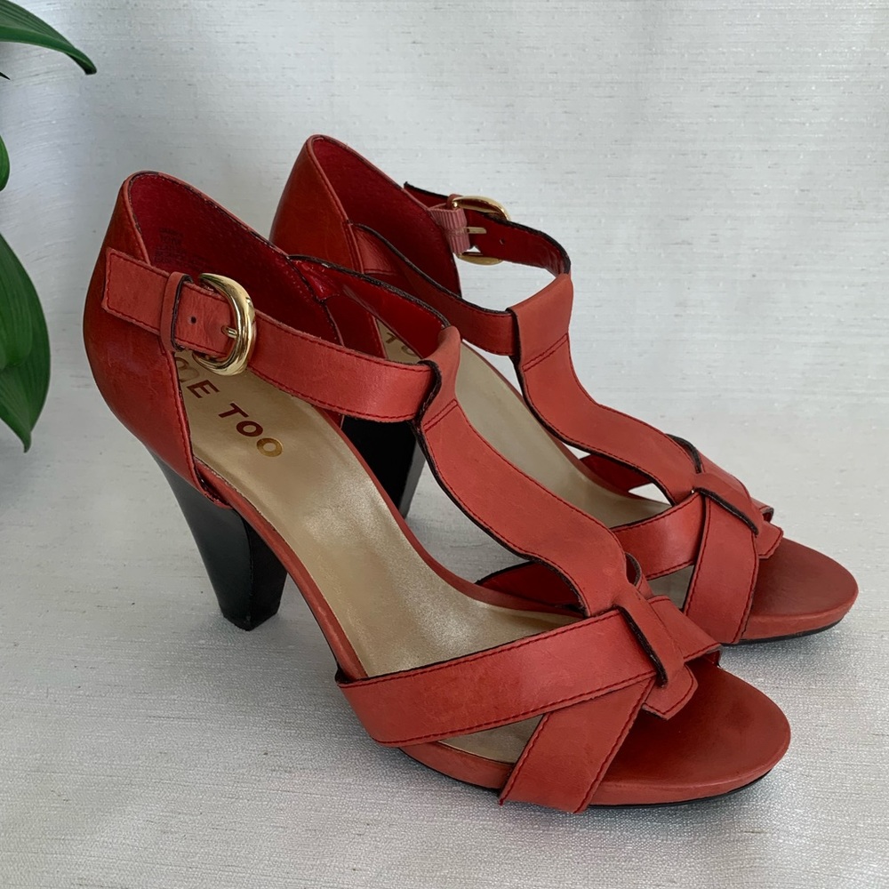 Me Too Danika Red Leather Heels Woman’s 10M